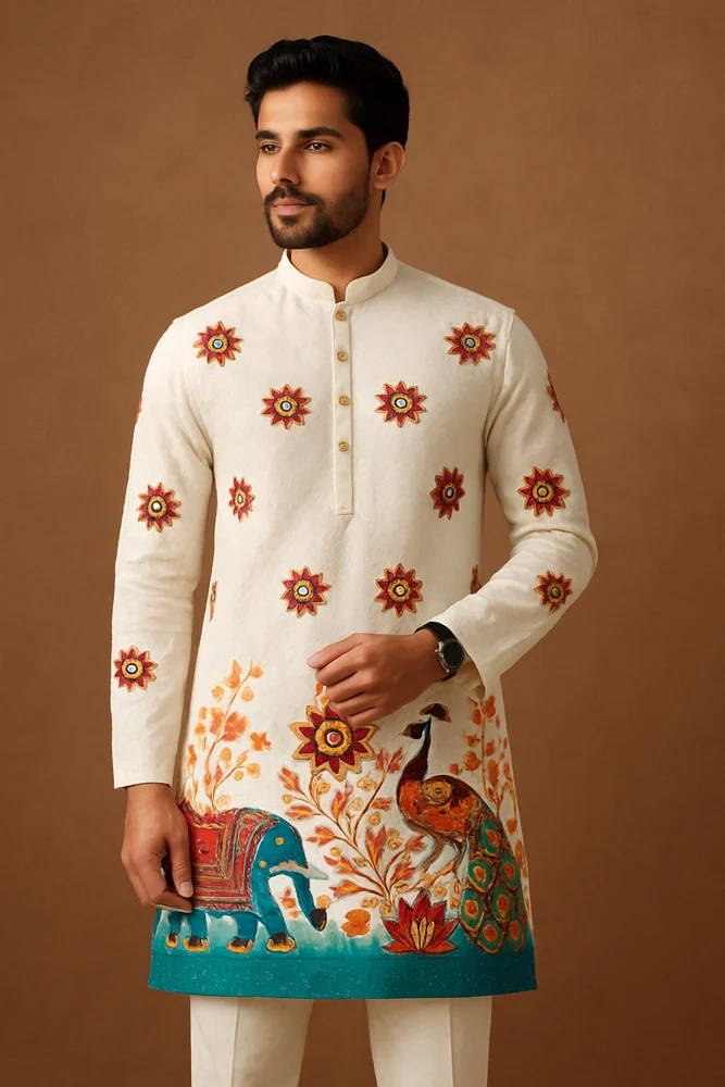 Ivory Regal Embroidered Kurta