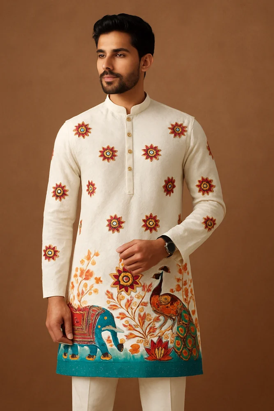 Ivory Regal Embroidered Kurta